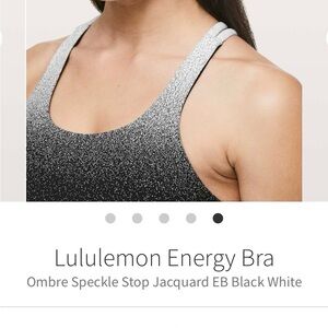 Lululemon Energy Bra
Ombre Speckle Stop Jacquard EB Black White